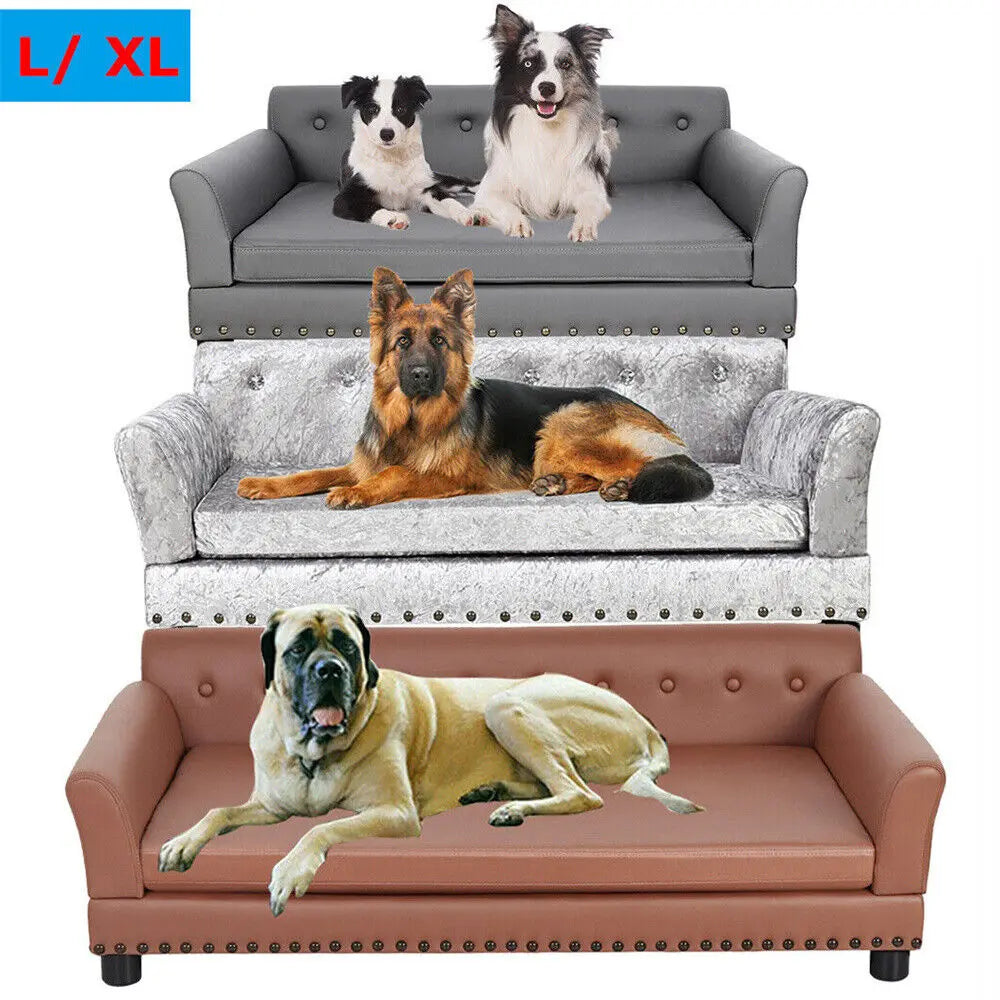 Heavy Duty Pet Sofa Large Raised Dog Bed Cushioned Couch