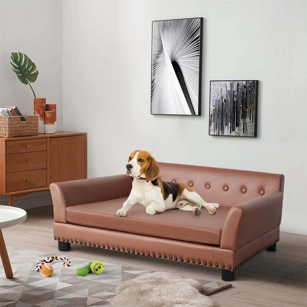 Heavy Duty Pet Sofa Large Raised Dog Bed Cushioned Couch