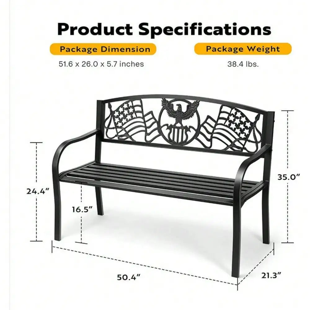 50 Inch Outdoor Garden Bench With Cast Iron Frame For Patio