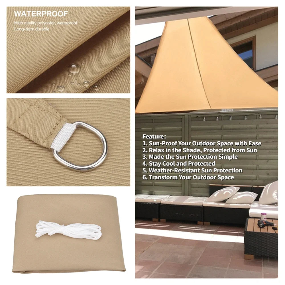 Sun Shade Triangle Sail 5x5x5 to 2x2x2M Outdoor Canopy