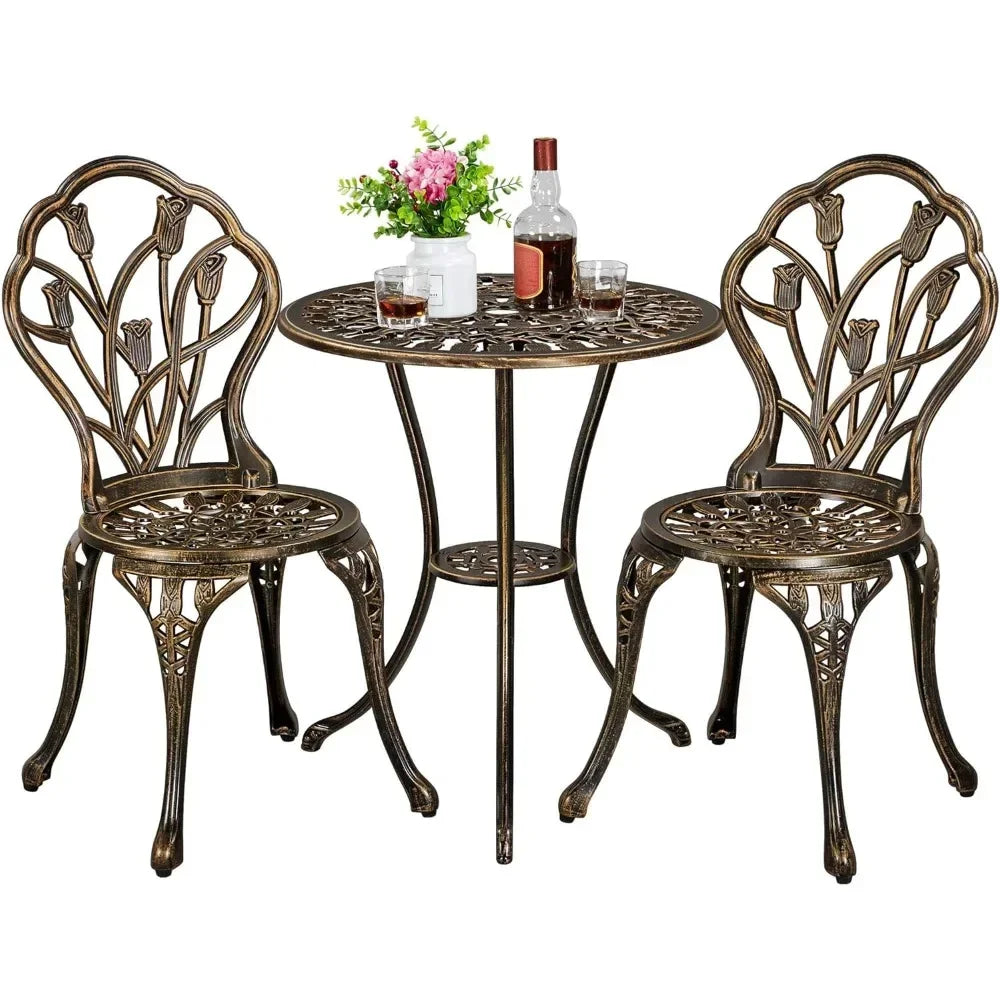 Patio Bistro Set 3 Piece Outdoor Aluminum Table And Chairs