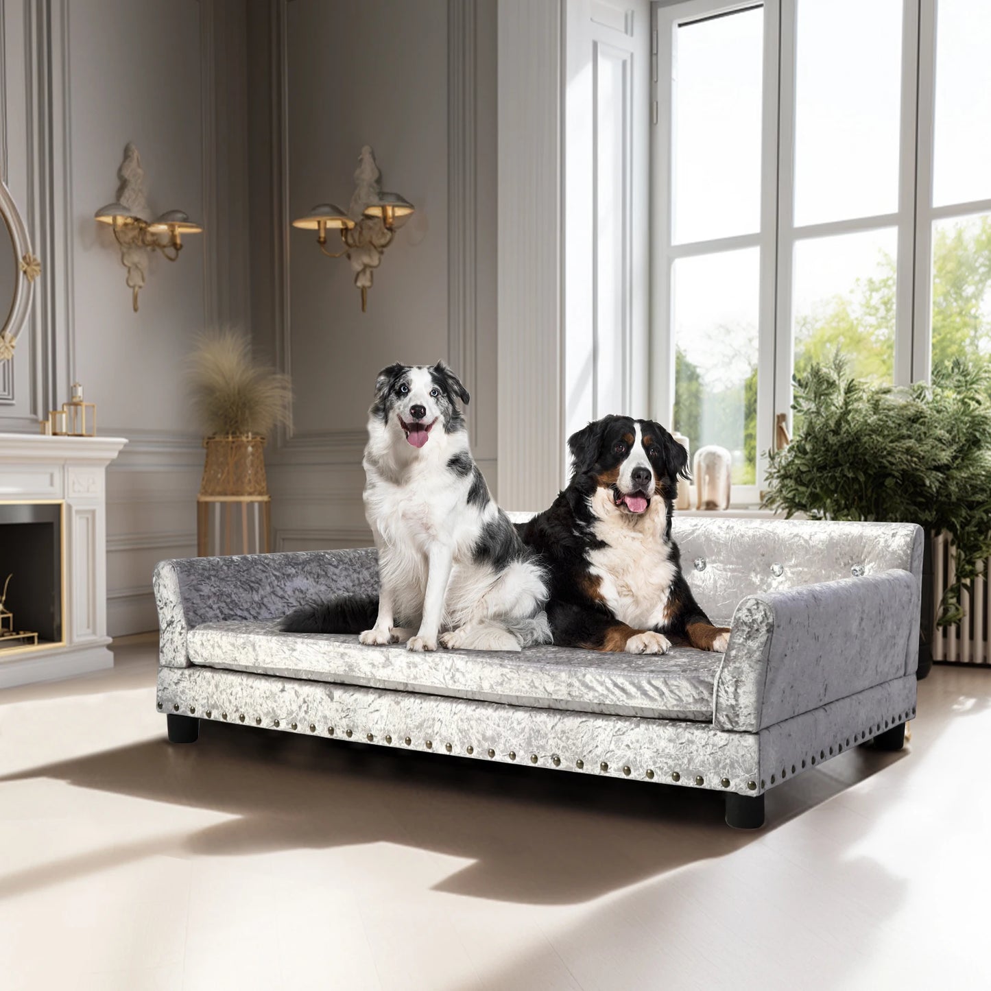 Heavy Duty Pet Sofa Large Raised Dog Bed Cushioned Couch