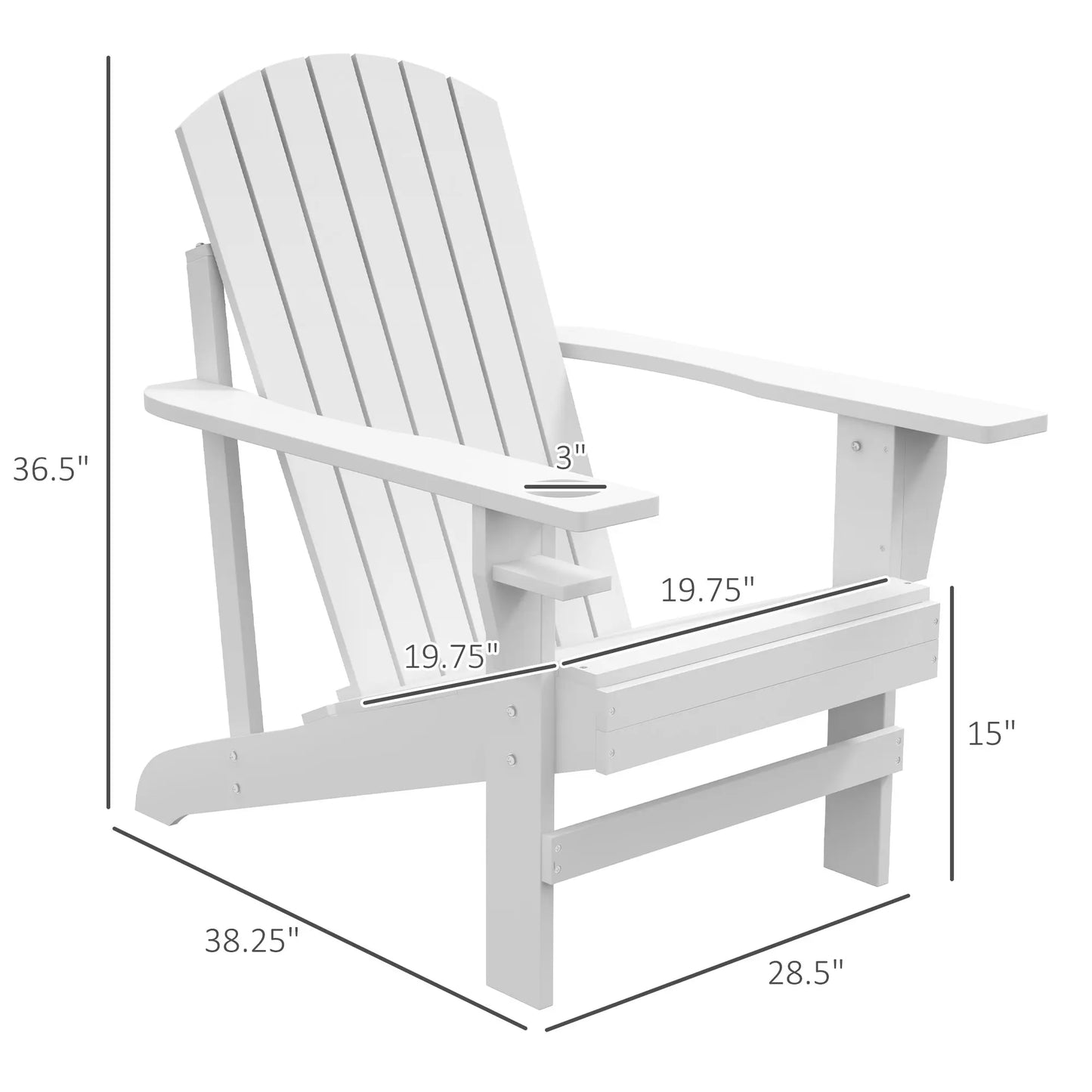 White Wood Adirondack Chair Outdoor Seating for Fire Pit