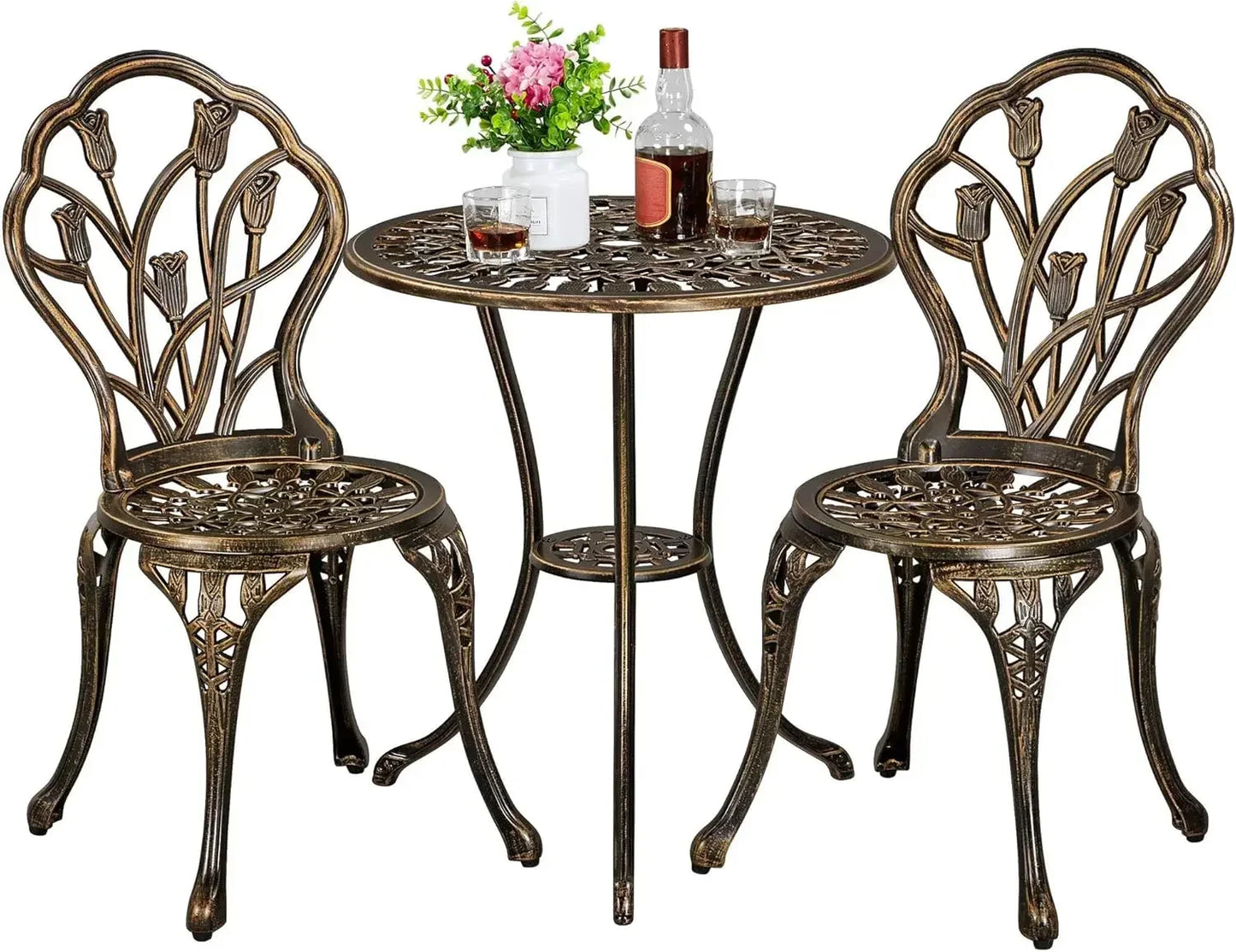 Patio Bistro Set 3 Piece Outdoor Aluminum Table And Chairs