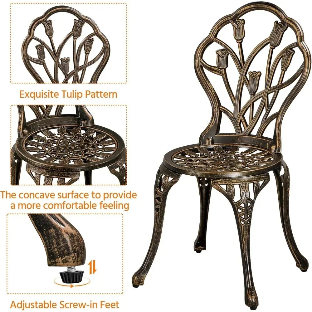Patio Bistro Set 3 Piece Outdoor Aluminum Table And Chairs
