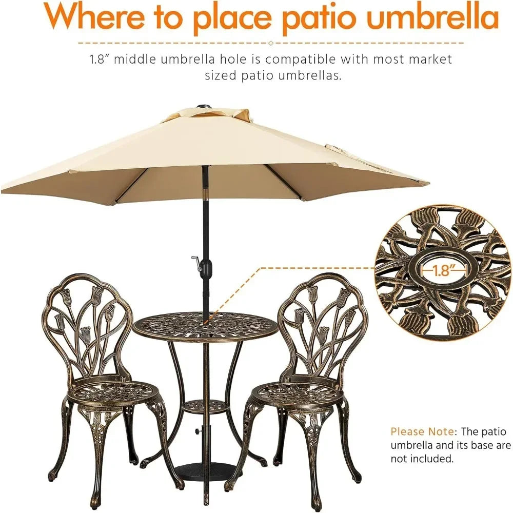 Patio Bistro Set 3 Piece Outdoor Aluminum Table And Chairs