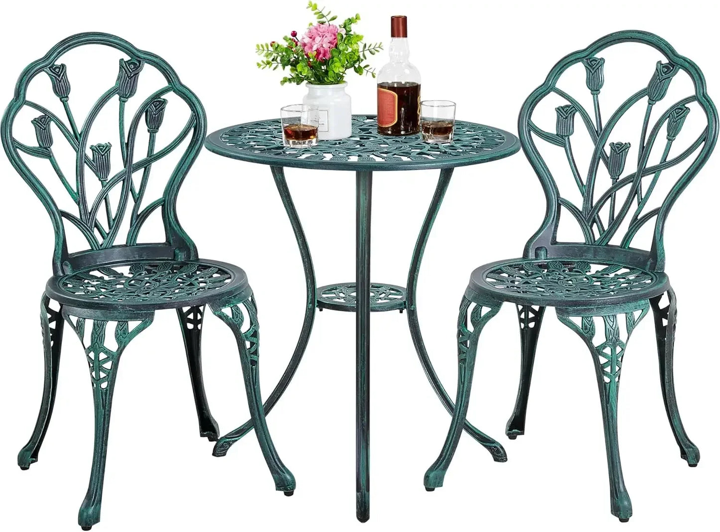 Patio Bistro Set 3 Piece Outdoor Aluminum Table And Chairs