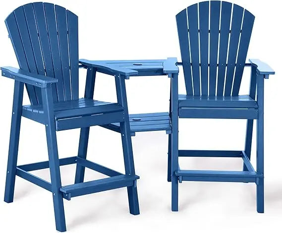 Tall Adirondack Chairs Set Of 2 HDPE Balcony Double Tray