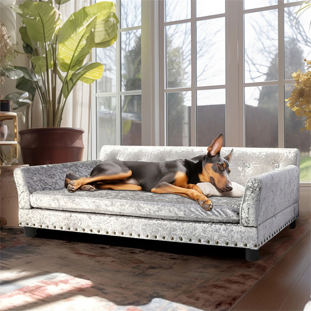 Heavy Duty Pet Sofa Large Raised Dog Bed Cushioned Couch
