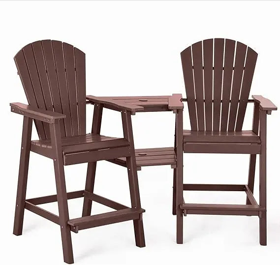 Tall Adirondack Chairs Set Of 2 HDPE Balcony Double Tray