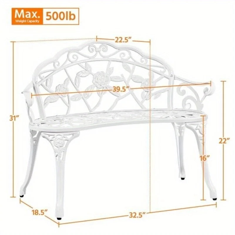 Aluminium Outdoor Patio Bench With Handrails Minimalist