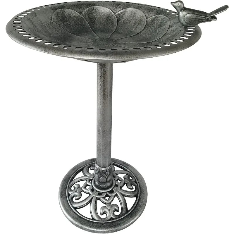 Outdoor Garden Bird Bath Bronze Polyresin Weather 30 Inch
