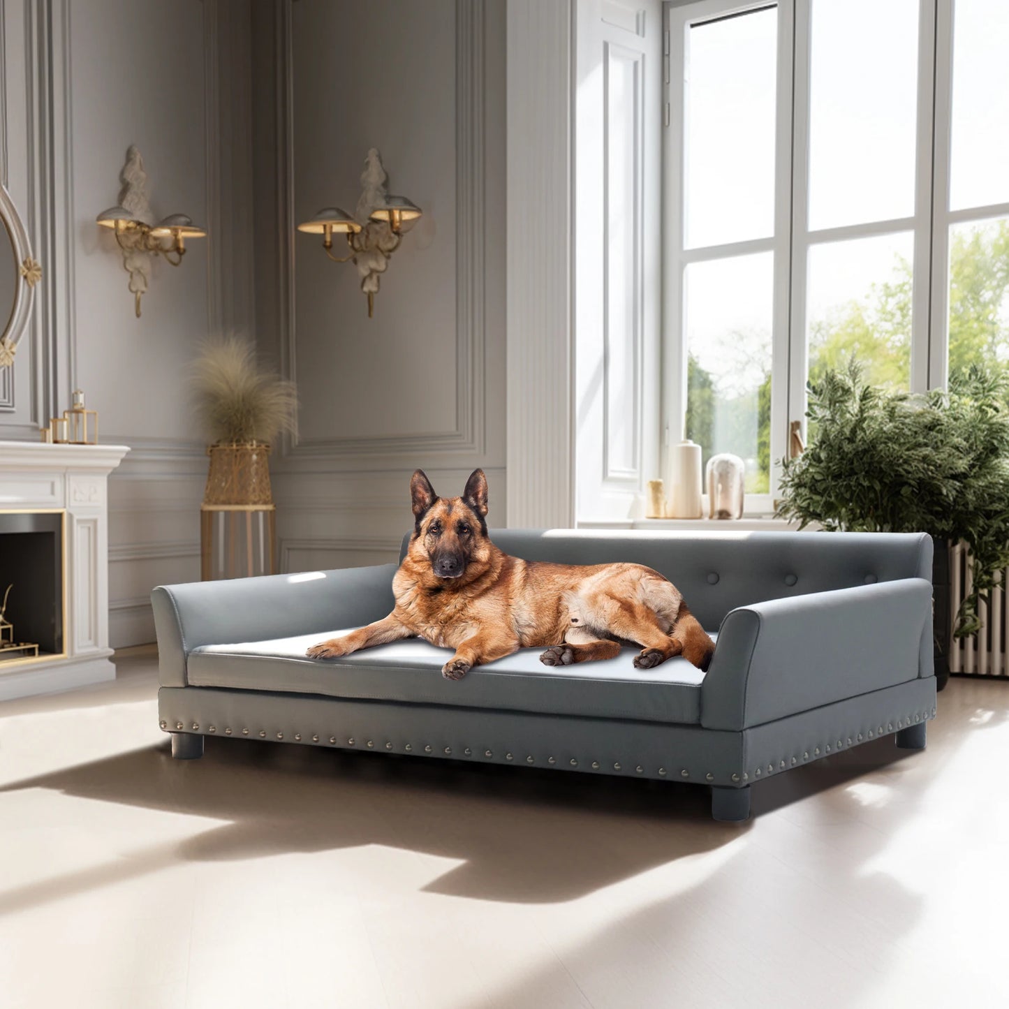 Heavy Duty Pet Sofa Large Raised Dog Bed Cushioned Couch