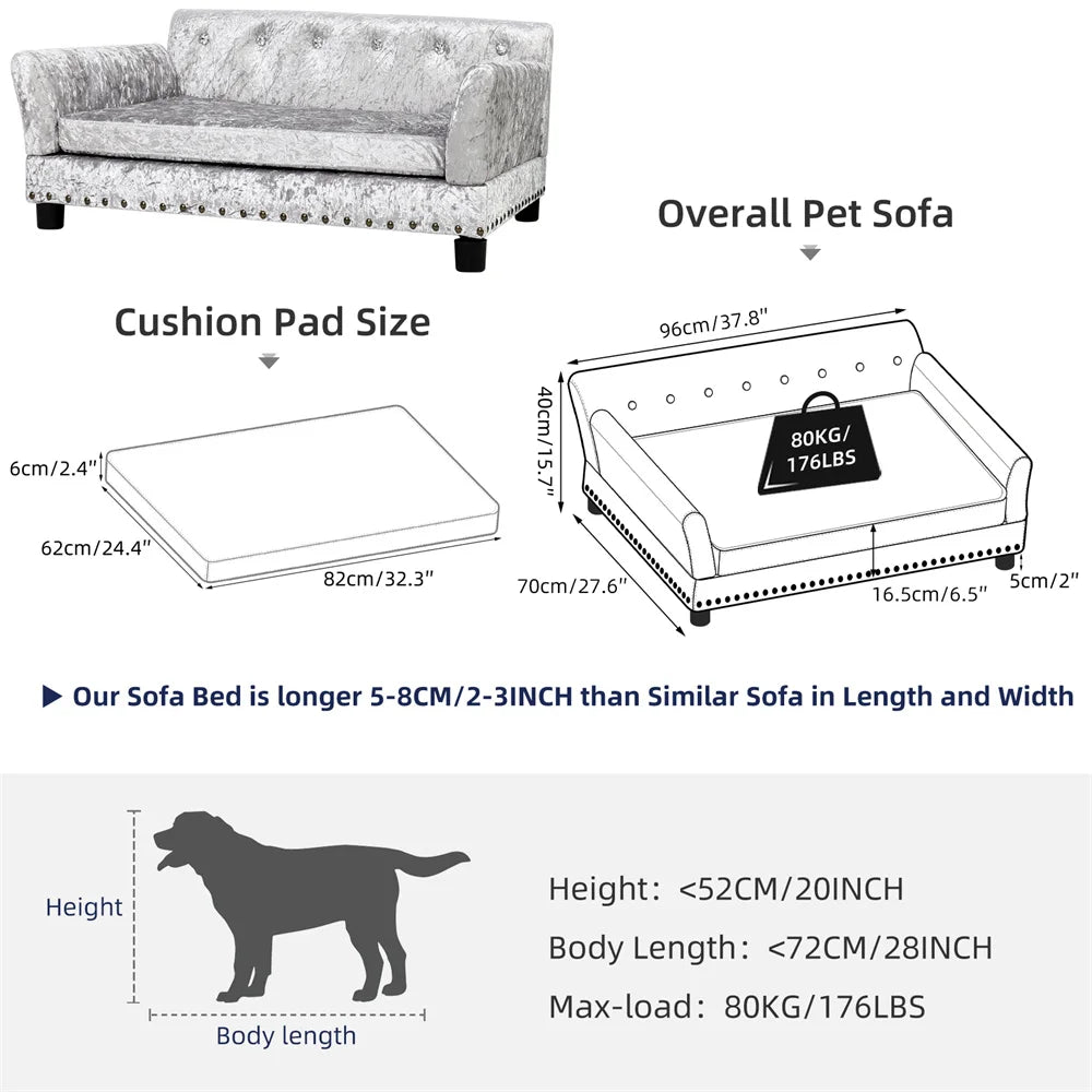Heavy Duty Pet Sofa Large Raised Dog Bed Cushioned Couch