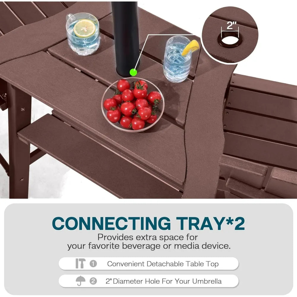 Tall Adirondack Chairs Set Of 2 HDPE Balcony Double Tray