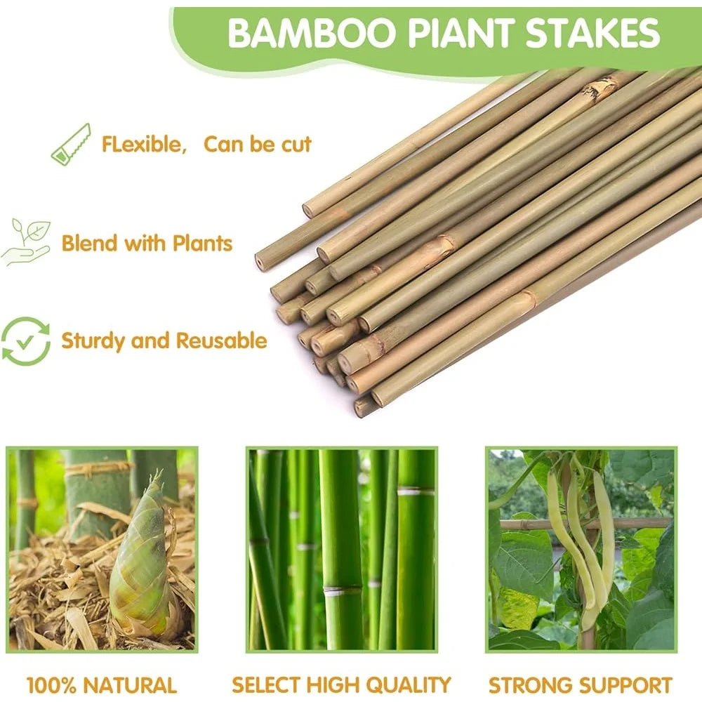 4ft Bamboo Plant Stakes 25 Garden Support Poles Tomatoes