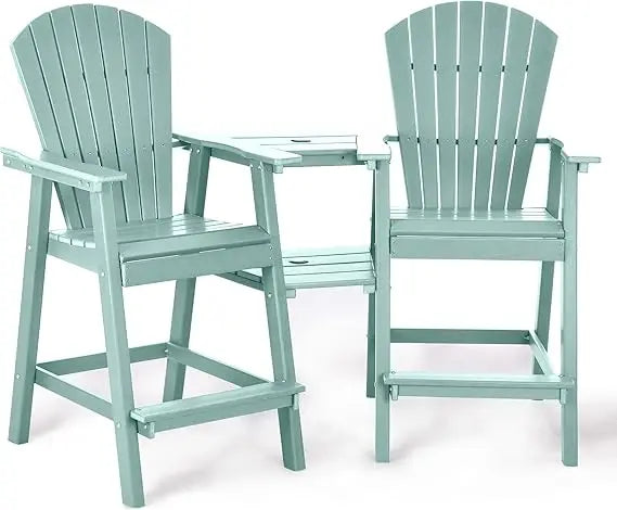 Tall Adirondack Chairs Set Of 2 HDPE Balcony Double Tray