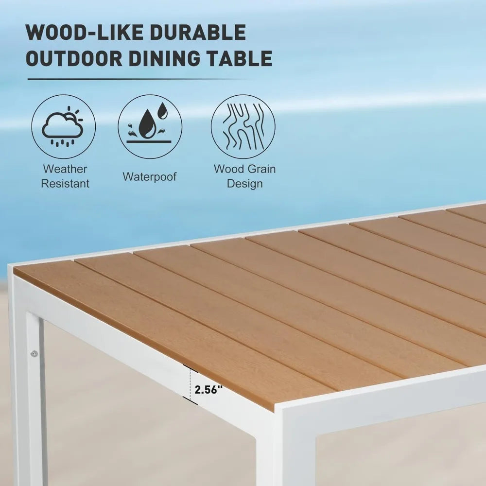 Outdoor 8 Person Dining Table 71 Inch Aluminum Slat