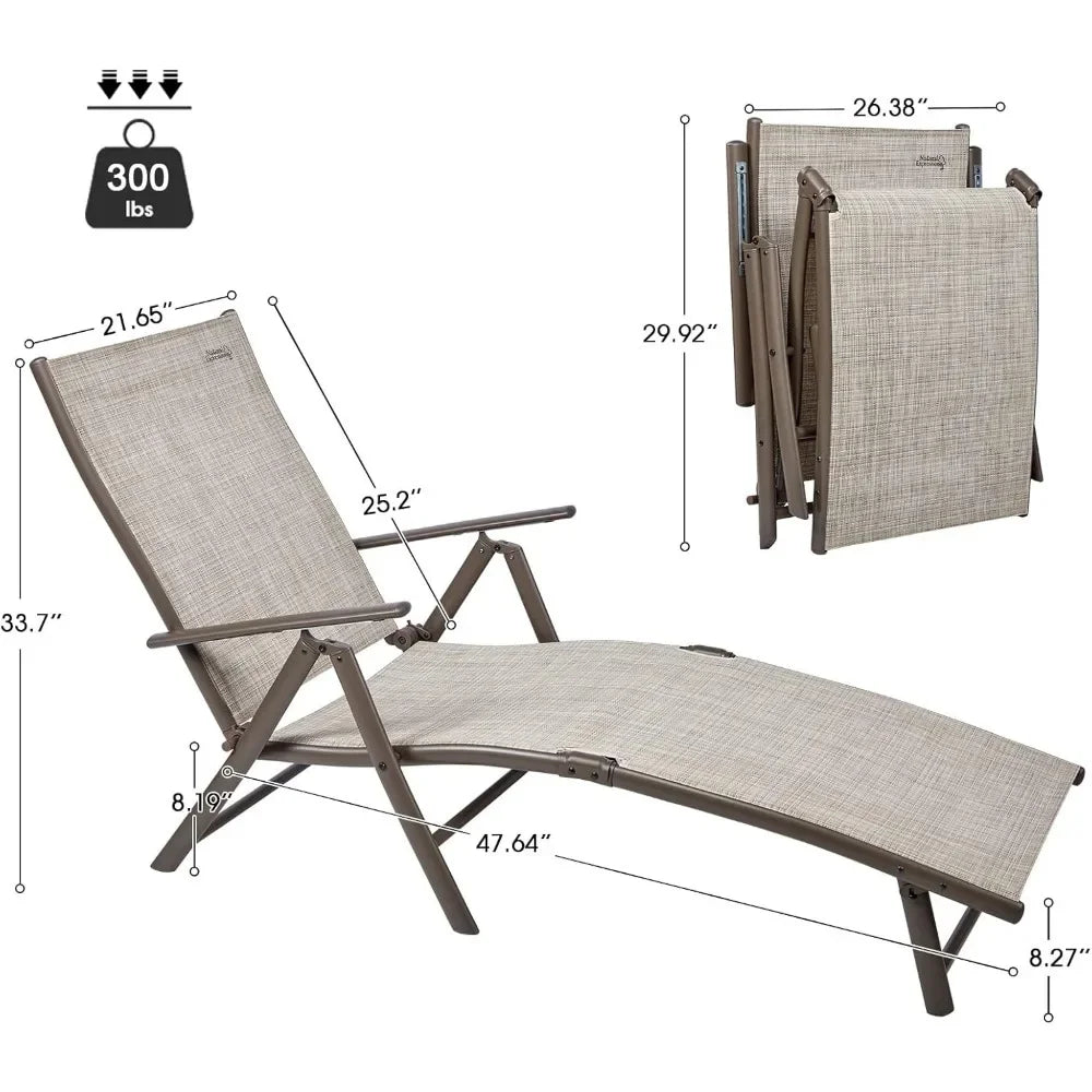Outdoor Chaise Lounge Chairs Set Of 2 Aluminum Pool Loungers