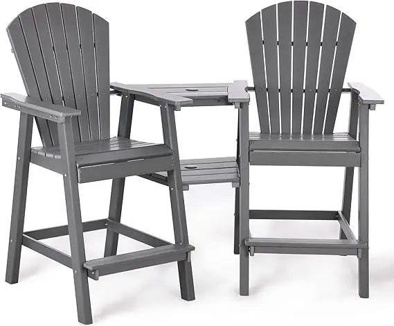 Tall Adirondack Chairs Set Of 2 HDPE Balcony Double Tray