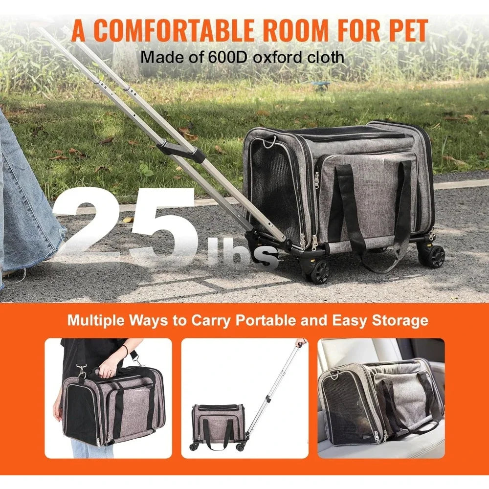 ANGDUO Airline Approved Pet Carrier With Wheels Expandable