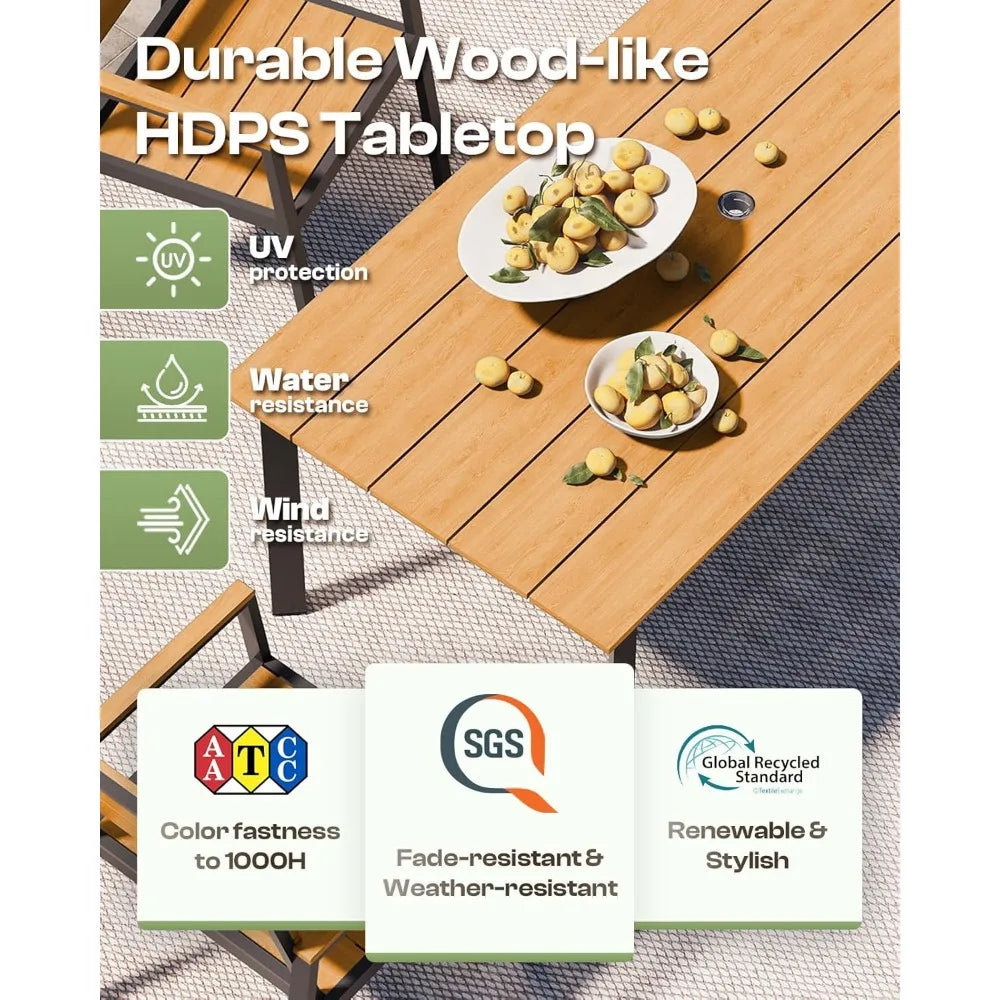 Patio Dining Set For 6 With Umbrella Hole 7 Piece Gray Teak