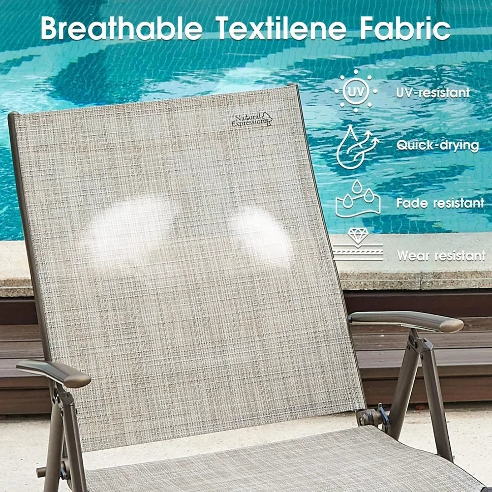 Outdoor Chaise Lounge Chairs Set Of 2 Aluminum Pool Loungers