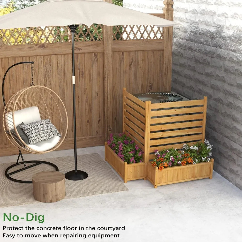Air Conditioner Fence Privacy Screen No Dig Kit Planter Box