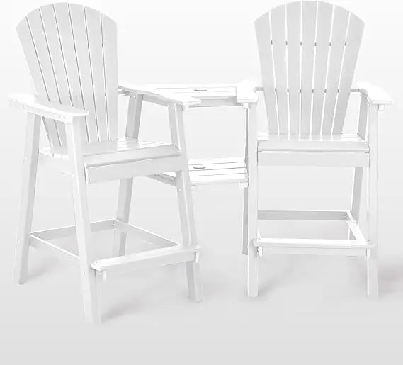 Tall Adirondack Chairs Set Of 2 HDPE Balcony Double Tray