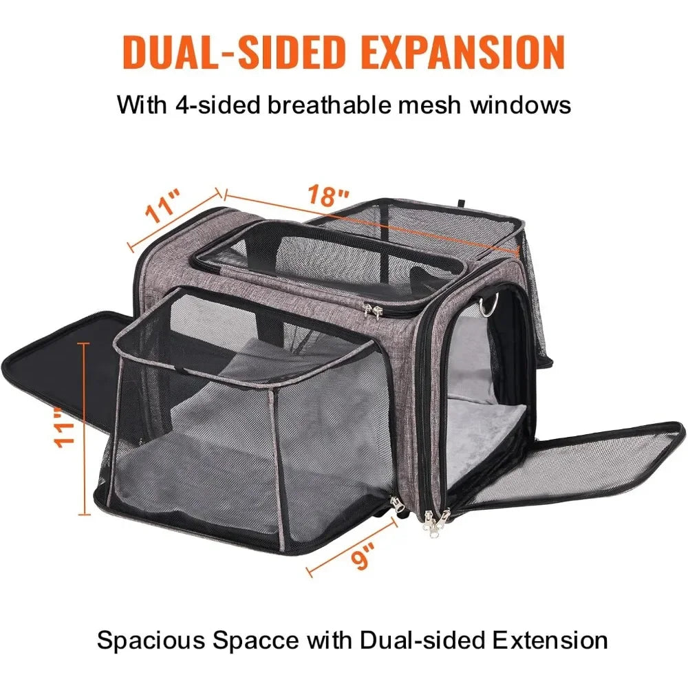ANGDUO Airline Approved Pet Carrier With Wheels Expandable