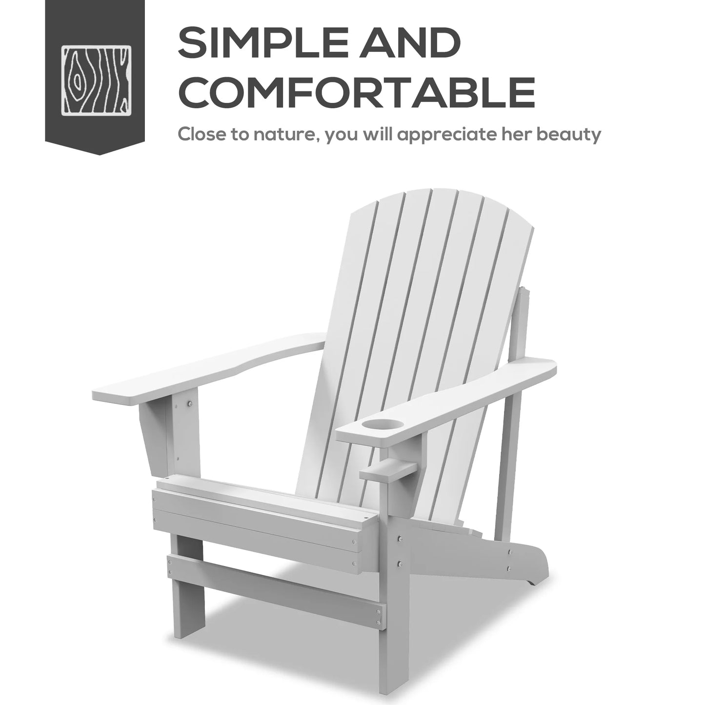 White Wood Adirondack Chair Outdoor Seating for Fire Pit