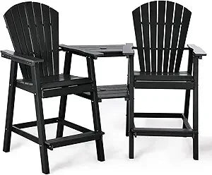 Tall Adirondack Chairs Set Of 2 HDPE Balcony Double Tray