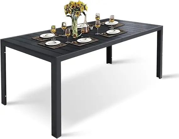 Outdoor 8 Person Dining Table 71 Inch Aluminum Slat
