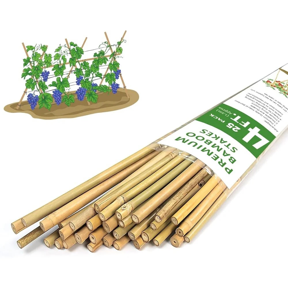 4ft Bamboo Plant Stakes 25 Garden Support Poles Tomatoes