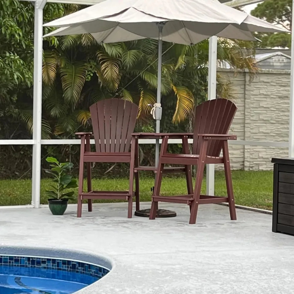 Tall Adirondack Chairs Set Of 2 HDPE Balcony Double Tray
