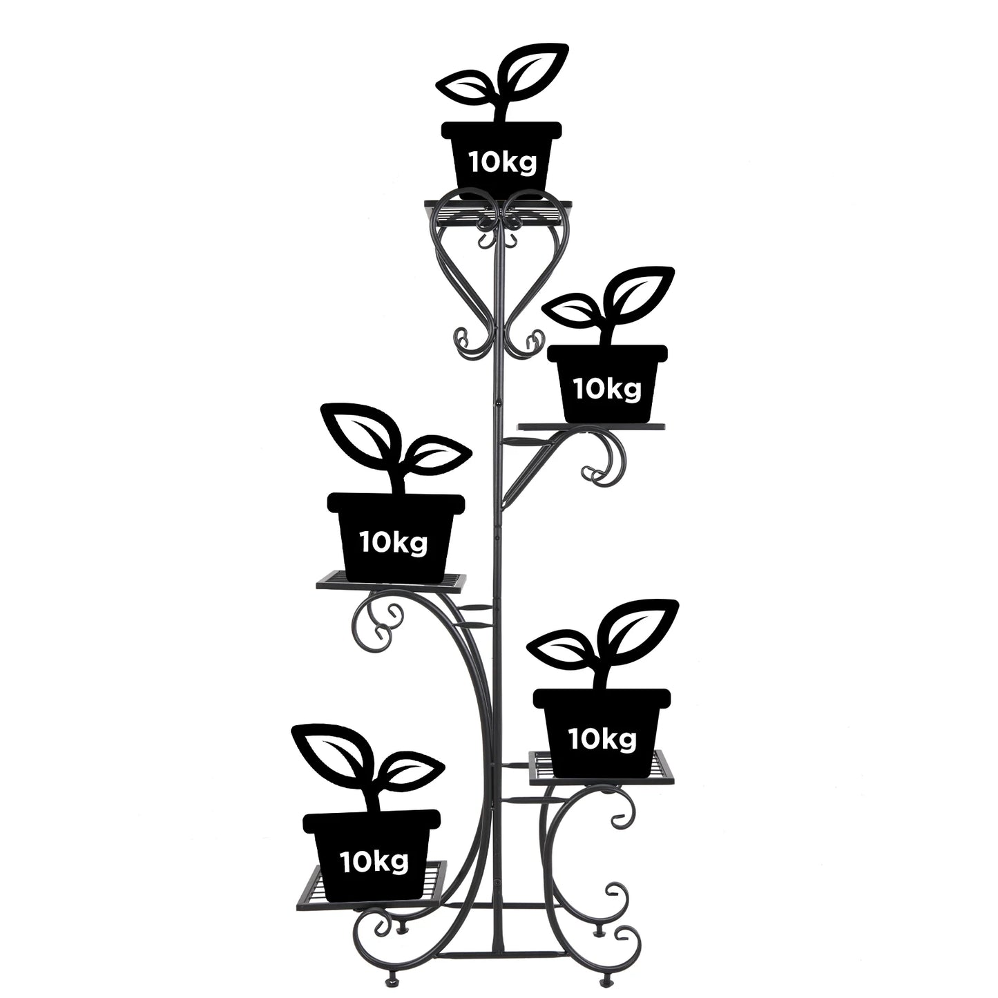 Wisfor Five Tier Metal Plant Shelf Display Rack Stand