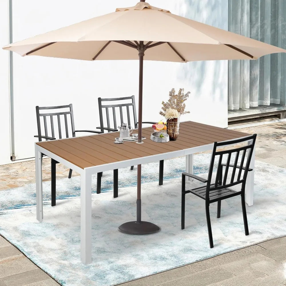 Outdoor 8 Person Dining Table 71 Inch Aluminum Slat