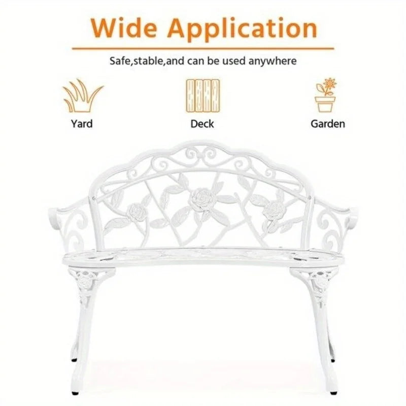 Aluminium Outdoor Patio Bench With Handrails Minimalist