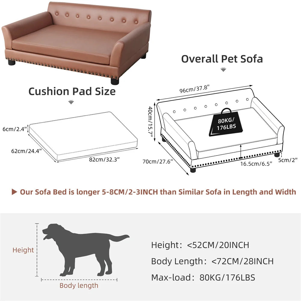 Heavy Duty Pet Sofa Large Raised Dog Bed Cushioned Couch