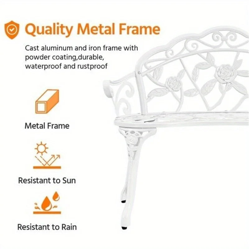 Aluminium Outdoor Patio Bench With Handrails Minimalist