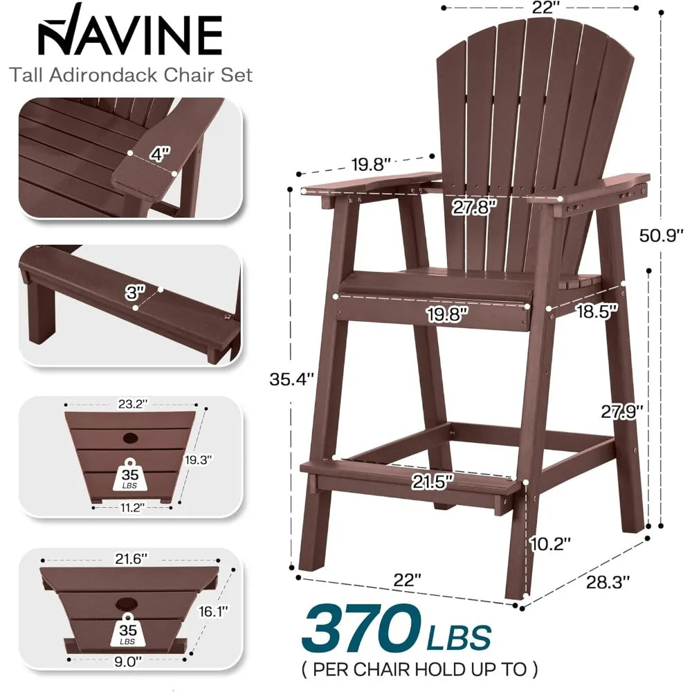 Tall Adirondack Chairs Set Of 2 HDPE Balcony Double Tray