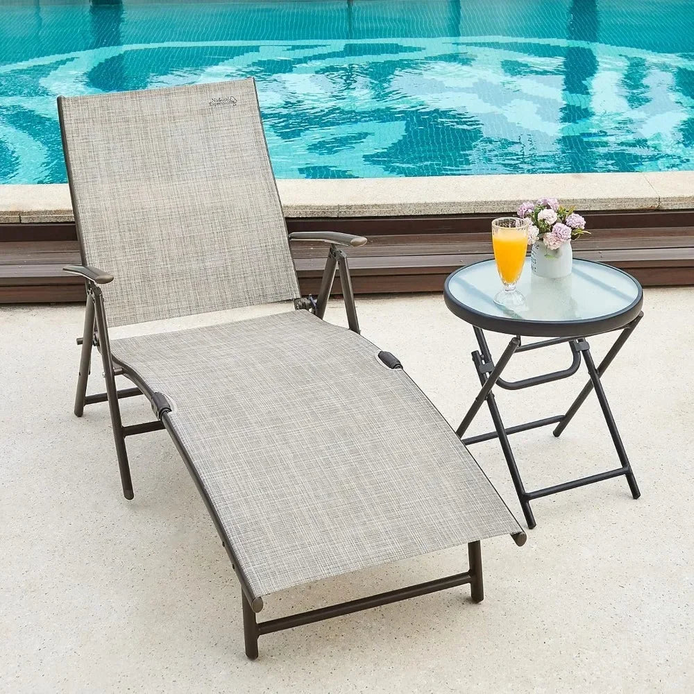 Outdoor Chaise Lounge Chairs Set Of 2 Aluminum Pool Loungers