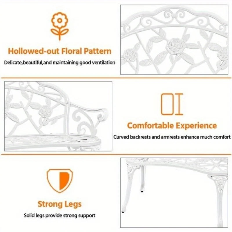 Aluminium Outdoor Patio Bench With Handrails Minimalist