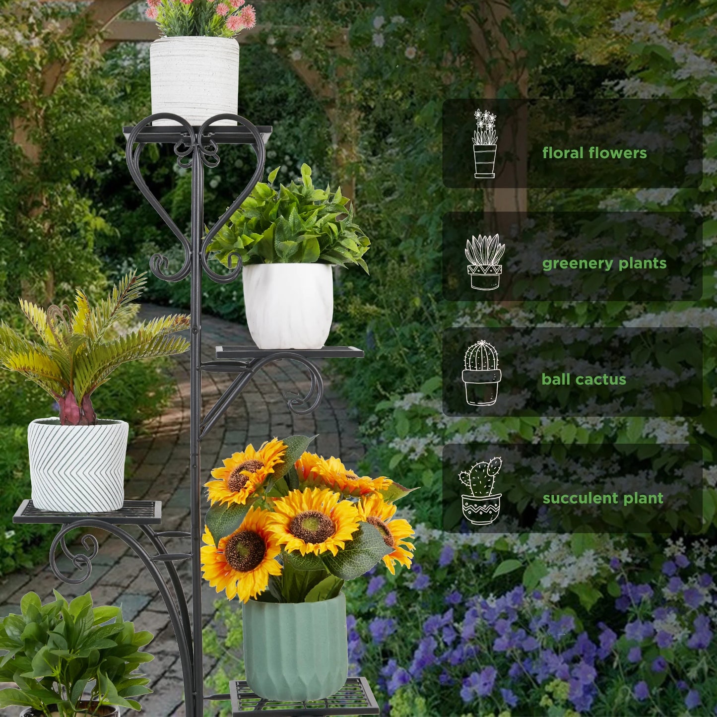 Wisfor Five Tier Metal Plant Shelf Display Rack Stand