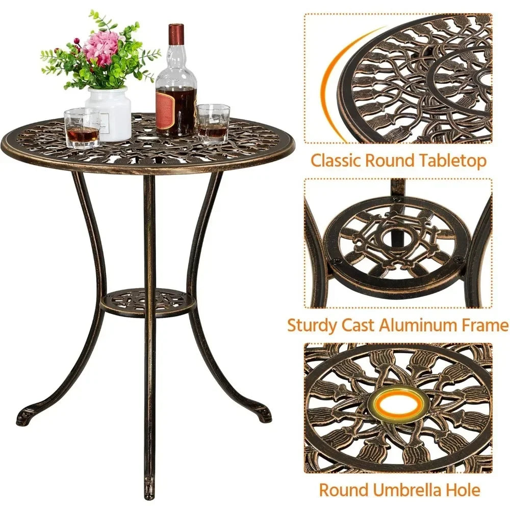 Patio Bistro Set 3 Piece Outdoor Aluminum Table And Chairs