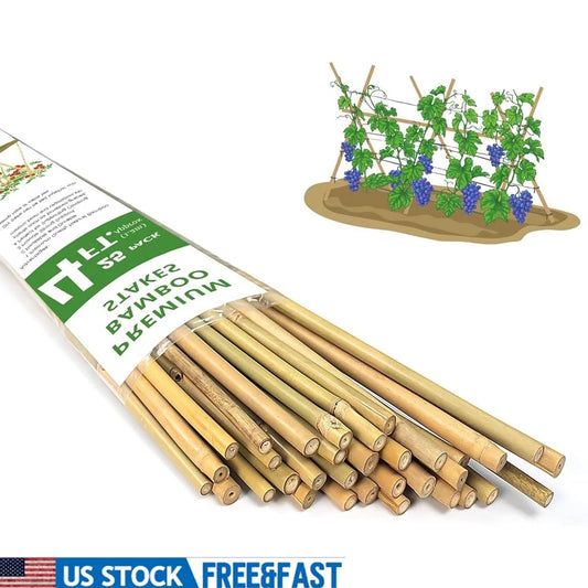 4ft Bamboo Plant Stakes 25 Garden Support Poles Tomatoes
