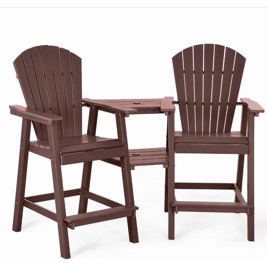 Tall Adirondack Chairs Set Of 2 HDPE Balcony Double Tray