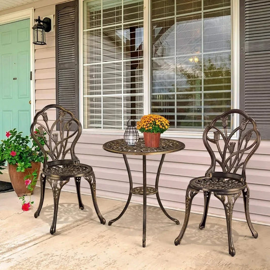 Patio Bistro Set 3 Piece Outdoor Aluminum Table And Chairs