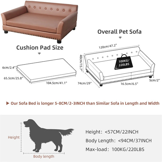 Heavy Duty Pet Sofa Large Raised Dog Bed Cushioned Couch